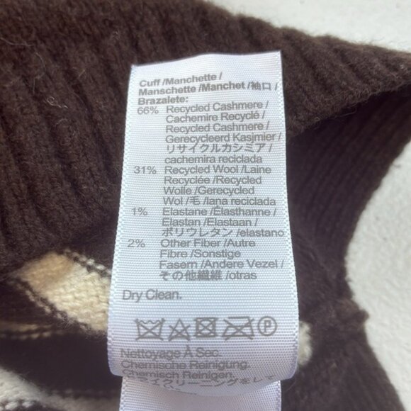 Madewell Cashmere Wool Sweater Brown Stripe Polo Collar Oversized S - Picture 8 of 8
